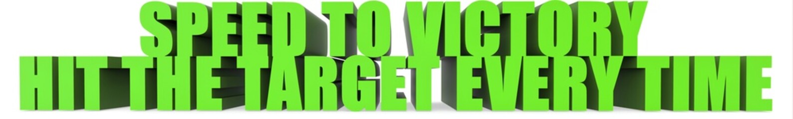 Speed to Victory Hit the Target Every Time, 3d text