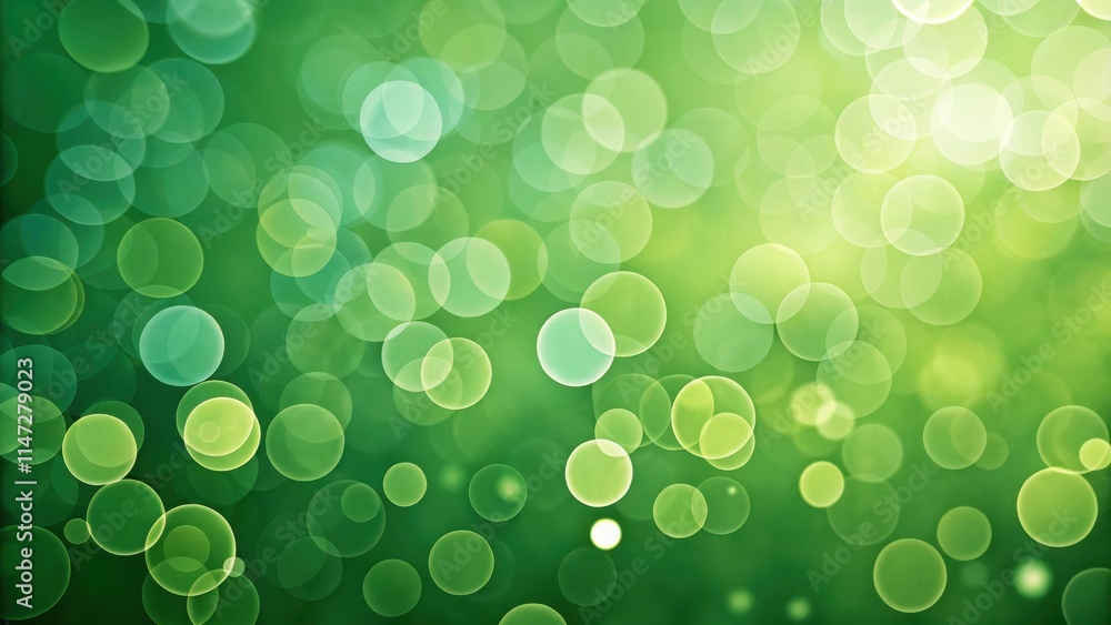 Poster Abstract Green Bokeh Background with Soft, Defocused Circles of Light