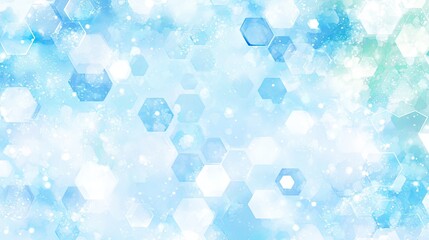 Soft blue abstract background with hexagonal shapes and light bokeh effects creating a calming visual atmosphere