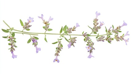 Delicate Lavender Flowers Branch Isolated On White Background