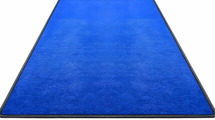 A vibrant blue carpet with a soft texture, ideal for indoor settings or events.