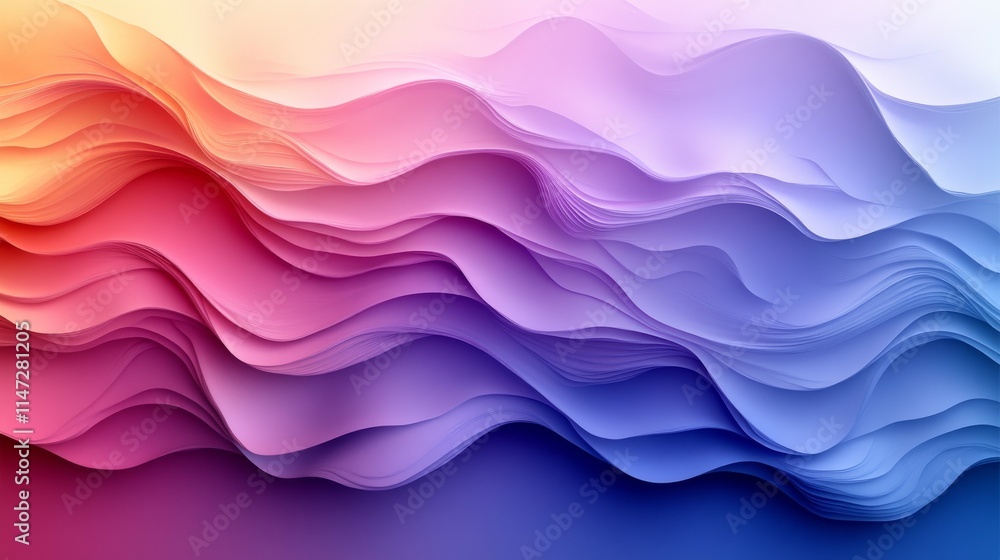 Poster abstract layered waves of color in soft gradient shades