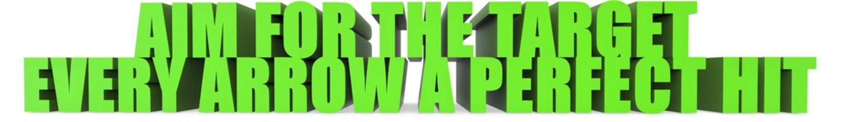 Aim for the Target Every Arrow a Perfect Hit, 3d text