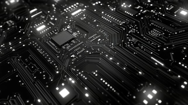 Abstract Illustration of Interconnected Circuit Board Design