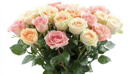 A Bouquet of Peach and Pink Roses