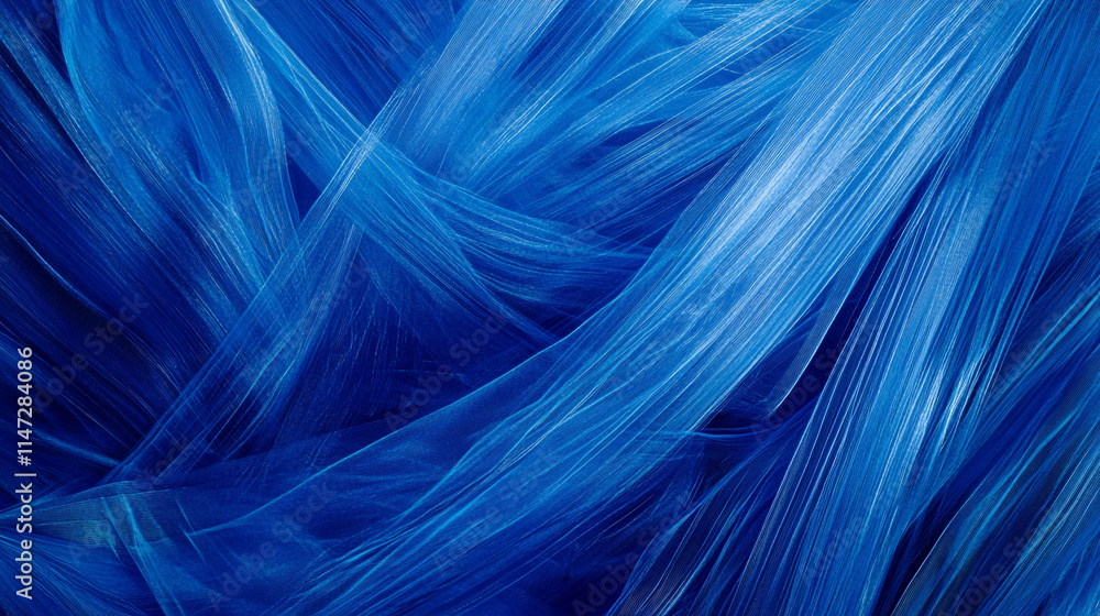 Poster swirling blue strands create a vibrant abstract texture in a dynamic arrangement.