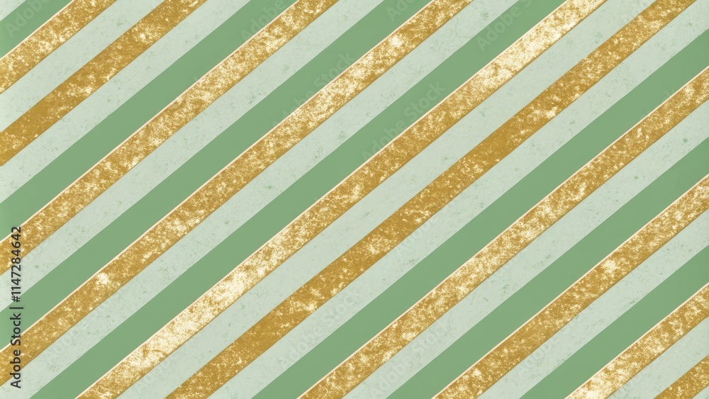 Aufkleber abstract diagonal pattern of green and gold stripes with textured finish