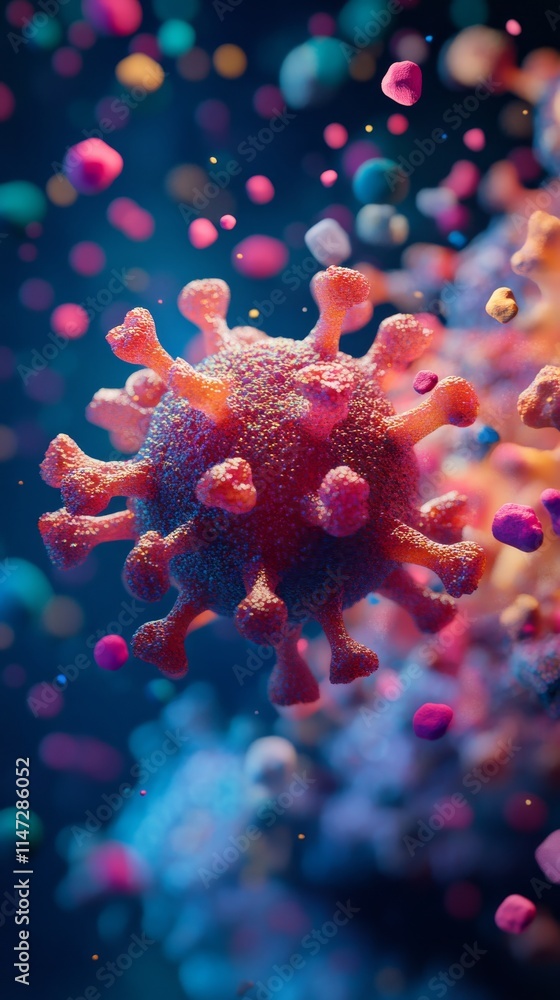 Poster detailed virus particle in abstract space background