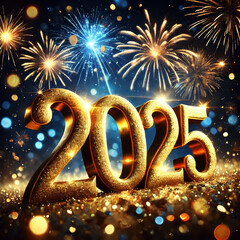 Luxury and elegant happy new year 2025 with luxurious and shiny gold numbers Happy new year 2025, 2025 gold logo design, 2025 3d illustration Happy New Year Celebration Festive Concept