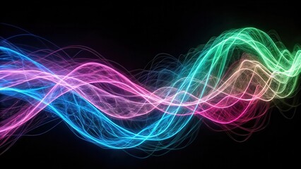Fototapeta premium Abstract Flowing Lines of Light in Vibrant Hues on a Dark Background