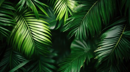 A tropical banner featuring palm leaves creating a beautiful, verdant border, ideal for a vibrant, summer-themed design with clear space for messaging