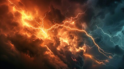 Lightning strikes in a storm, AI generated image