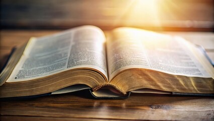 Fototapeta premium Close up of the pages of a holy bible, holy, bible, religion, Christian, sacred, book, scripture, close up, open