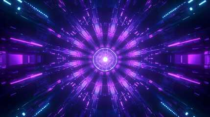 Fototapeta premium Vibrant abstract digital art featuring purple light patterns in a futuristic setting