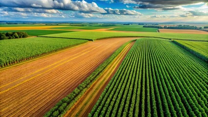 Obraz premium Aerial view of a genetically modified cornfield in Mato Grosso, Brazil , Agriculture, harvest