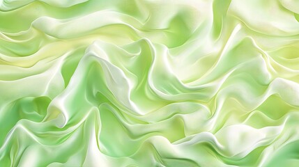 Obraz premium Soft Green Fabric Texture with Flowing Waves and Light Reflections