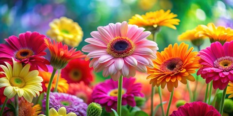 Beautiful close-up photo of colorful flowers in bloom, floral, garden, petals, nature, vibrant, blooming, botanical, bouquet