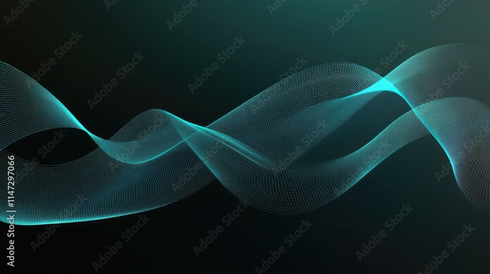 Poster Abstract Wave Pattern with Glowing Lines on Dark Background