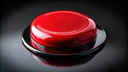 Melted red button on black background, technology, digital, internet, concept, abstract, design, object, close-up, detail