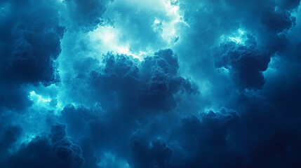 Fototapeta premium Dark stormy clouds illuminated by flashes of lightning at night sky. 