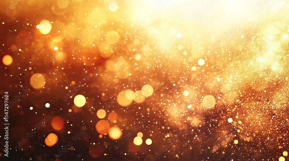 Poster abstract golden background with bokeh lights and sparkles effect