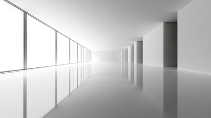 Obraz premium Modern Minimalist Interior Space with Bright Light and Reflection