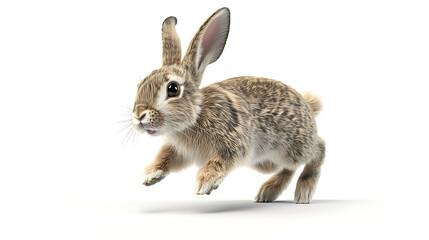 Fototapeta premium A rabbit is running on a white background