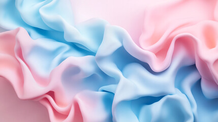 Obraz premium Soft pastel fabric draped elegantly in varying shades of blue and pink. 