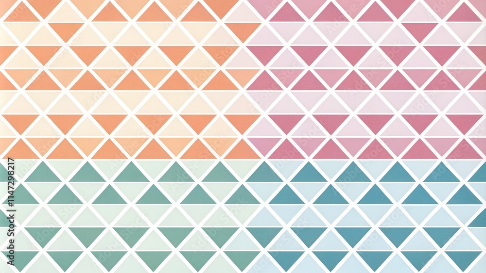 Poster abstract geometric pattern of interlocking triangles with gradual color transitions