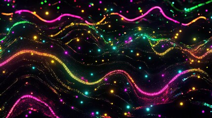 Vibrant Abstract Waves with Colorful Lights and Sparkling Effects