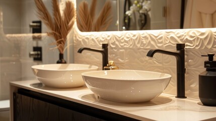 Fototapeta premium Toilet decorative sink in Apartment bathroom room Interior, AI generated image