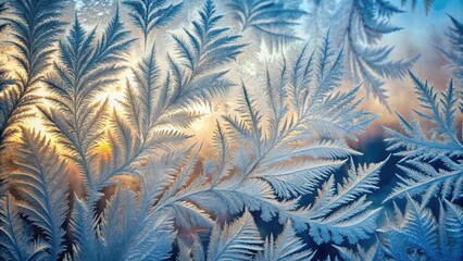 Frost patterns on a window creating a beautiful winter art display, Christmas, frost, patterns, window, winter, art