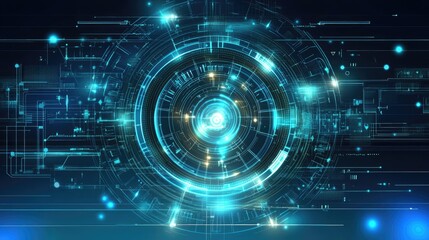 Futuristic Digital Interface with Circles and Technology Elements