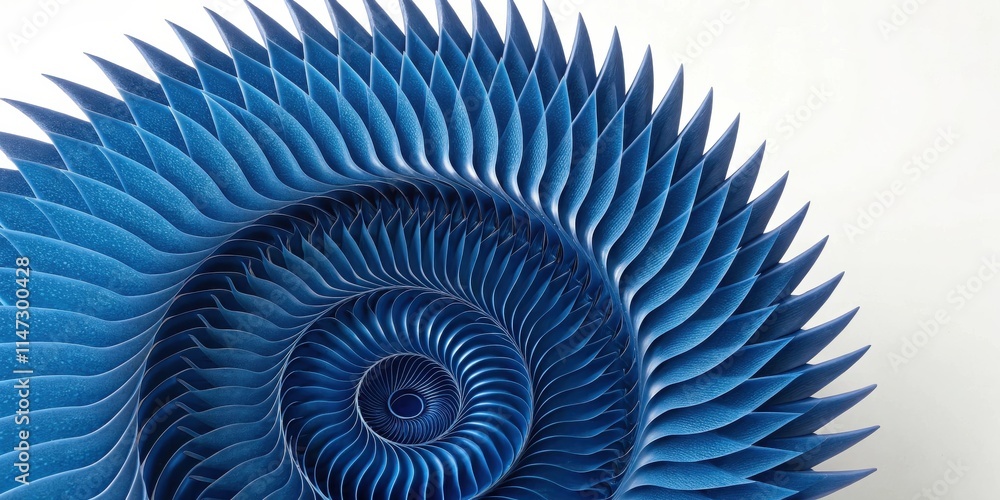 Poster Abstract Blue Spiral Pattern with Textured Layers and Curved Shapes