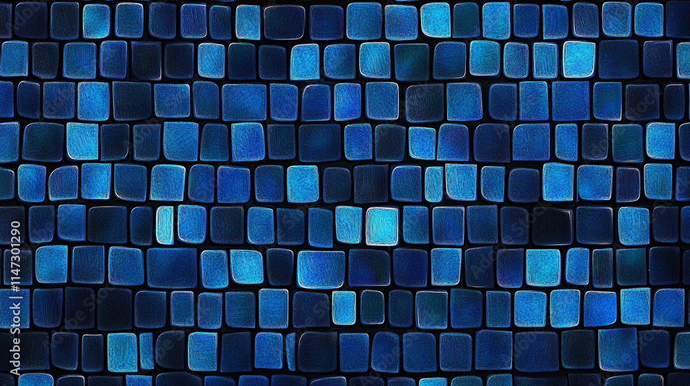 Poster beautiful blue mosc tile pattern creating a stunning visual texture.