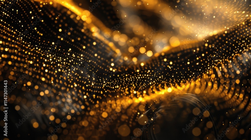 Poster explore a captivating abstract background featuring a blend of black and gold light elements. perfec