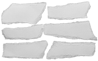 torn blank pages with uneven texture edges. set of ripped white paper sheets png isolated on...