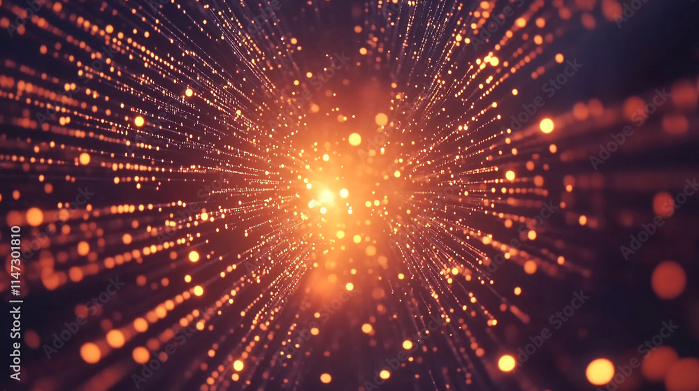 Poster vibrant orange sparks creating a dazzling cosmic effect in space.
