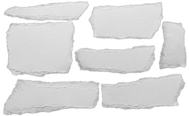 torn blank pages with uneven texture edges. set of ripped white paper sheets png isolated on...