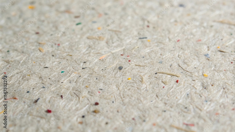 Poster Close-up of textured paper with embedded colorful fibers and flecks, creating a unique and organic background.