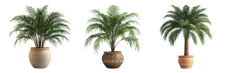 Fototapeta premium Lush Indoor Plants in Decorative Pots Isolated on transparent background