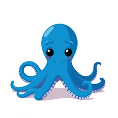 Cute cartoon-style blue octopus with large eyes and friendly expression, suitable for children&rsquo;s content and educational materials
