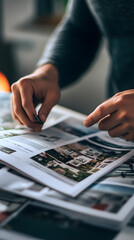 Fototapeta premium Person Reviewing Architectural Design Brochures