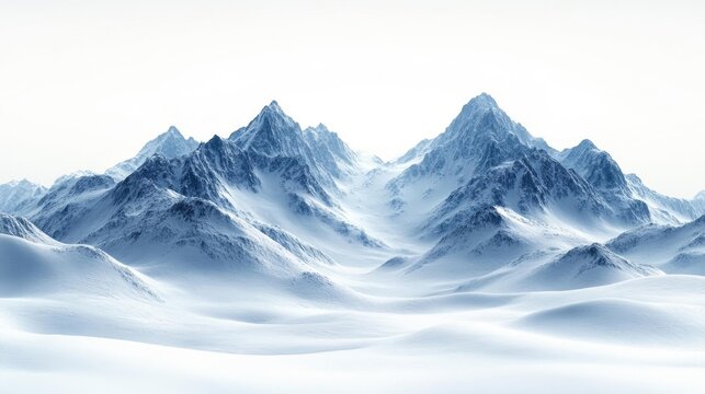 Snow-Capped Winter Mountains. Generative AI