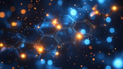 Fototapeta premium Futuristic Glowing Hexagonal Technology Background. Generative AI