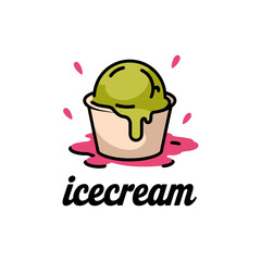 Illustration logo of Melting Ice Cream in Cup