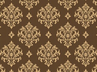 Intricately woven damask seamless pattern with floral motifs, decorative, regal, texture