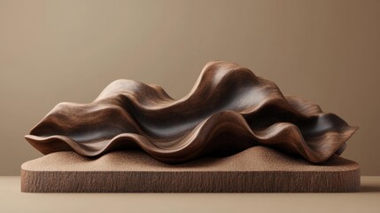 Abstract Wooden Design with Wavy Fabric. Generative AI