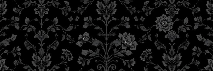 Luxurious black charcoal floral wallpaper with intricate floral designs and rich texture, botanical, black, wallpaper