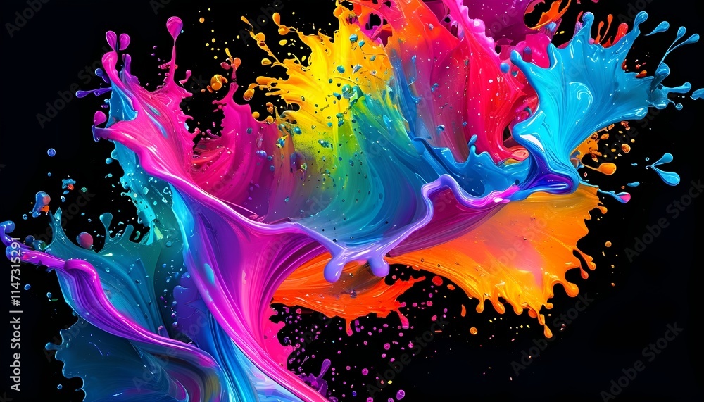 Poster dynamic color splash action abstract art studio environment vibrant liquid motion creative perspecti
